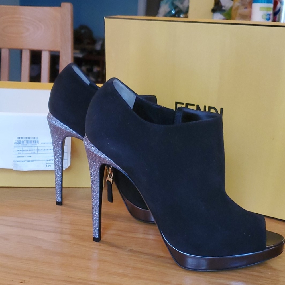 Fendi peep toe booties